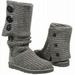 UGG Cardy Gray Knit Sweater Boots